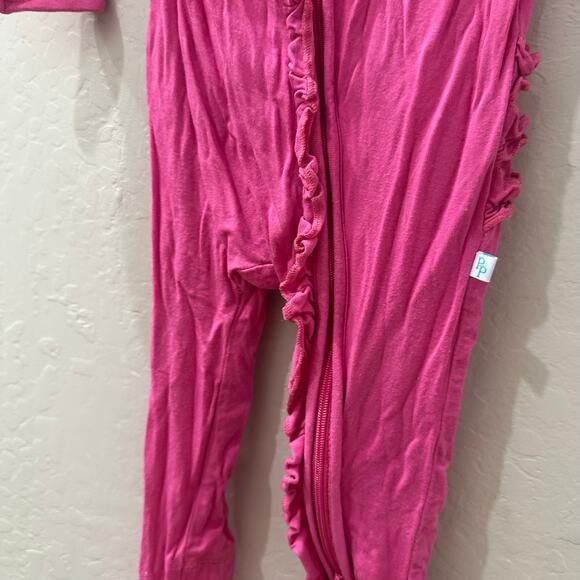 Posh Peanut Hot Pink Ruffle Footie Pajamas - Picture 4 of 11